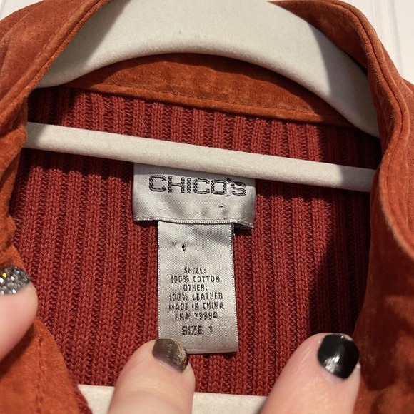 Vintage Chicos Burnt Orange Suede Ribbed Knit Vest Size Medium - Picture 3 of 6